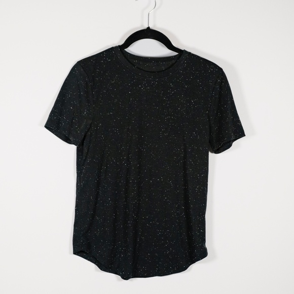 Lululemon Women's Love Crew Neck Short Sleeve Cotton Tee Shirt Black Splatter S - Picture 1 of 3